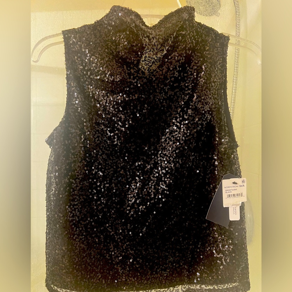 Melrose and Market black sequined top NWT